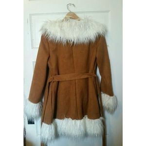 Unif Long Faux Suede Shearling Lambskin Coat